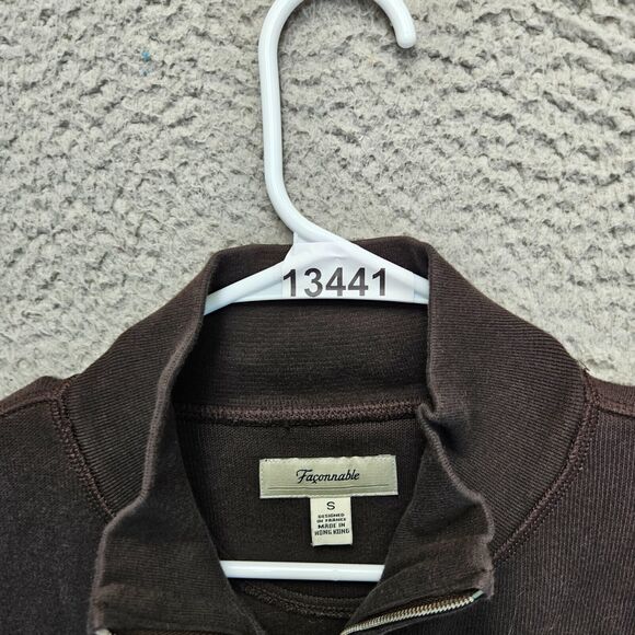 Faconnable Jacket Mens Size Small Brown Cotton Knit‎ Full Zip - Picture 9 of 9